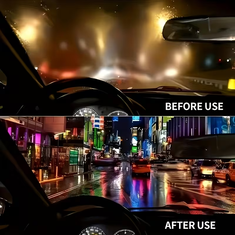 Before and after night driving visibility comparison