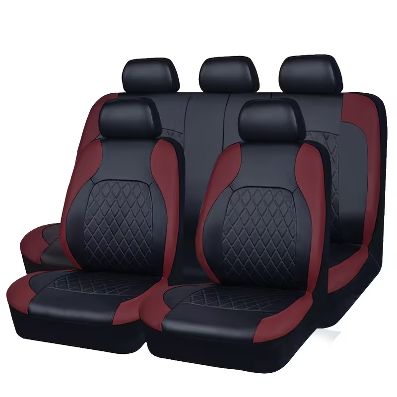 Close-up of diamond quilted stitching on PU leather seat cover
