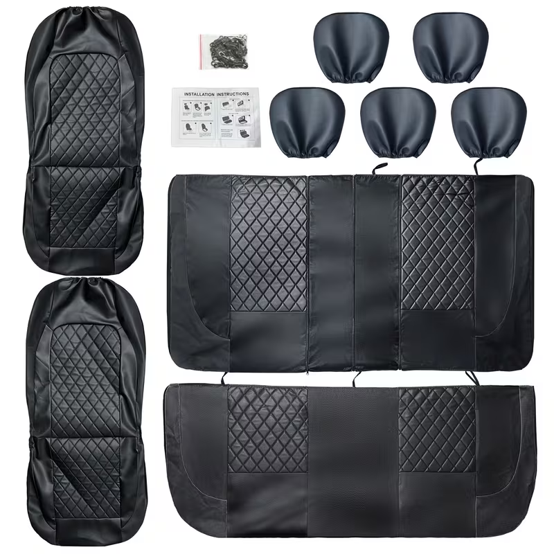 Luxury Quilted PU Leather Car Seat Covers - colour variant comparison