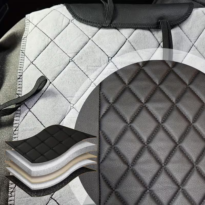 Luxury Quilted PU Leather Car Seat Covers - Full Beige full set installed