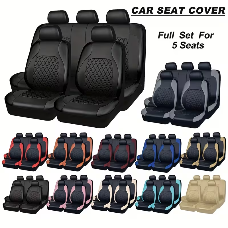 Multi-layer construction of quilted PU leather seat cover - foam padding and non-slip backing