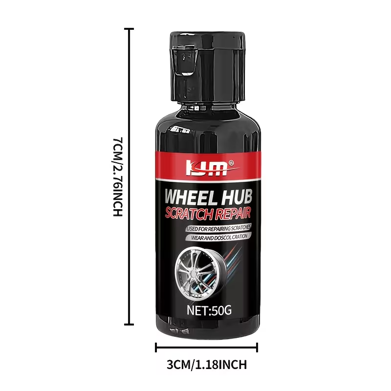 Wheel Hub Scratch Repair Kit bottle dimensions - 7cm x 3cm, 50g