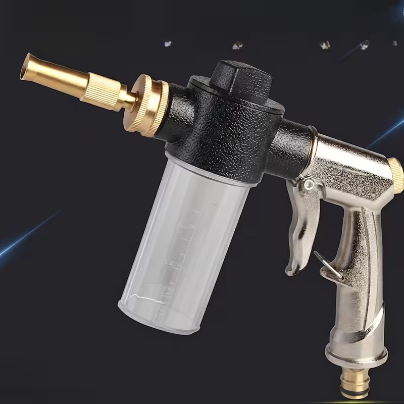 High-pressure car washing gun with copper nozzle and foam pot