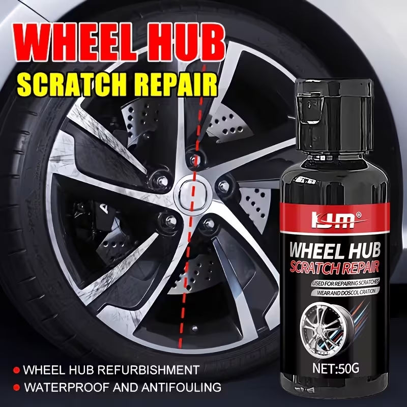 Wheel Hub Scratch Repair Kit in use on a car rim