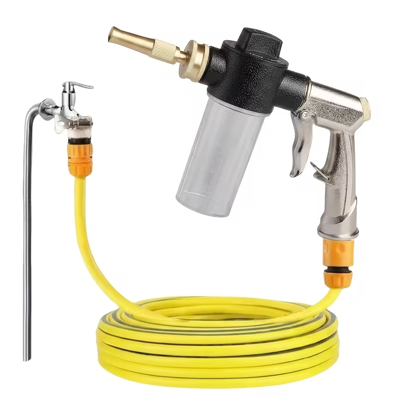 Car washing gun with hose and tap connector set
